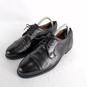 Bostonian Elements Men's 8.5 Black Leather Cap Toe Derby Dress Shoes Italy USA